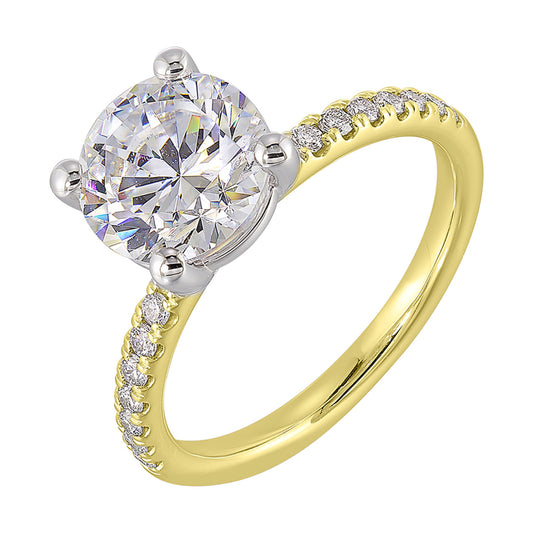 Yellow gold ring with round diamonds.