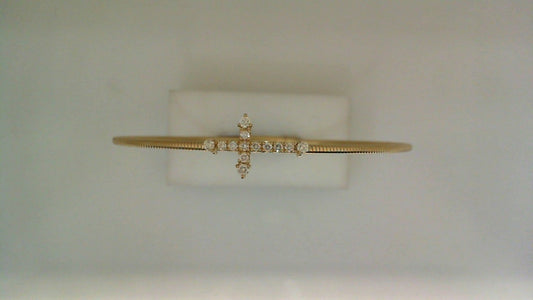 Yellow gold bracelet with round diamond cross.