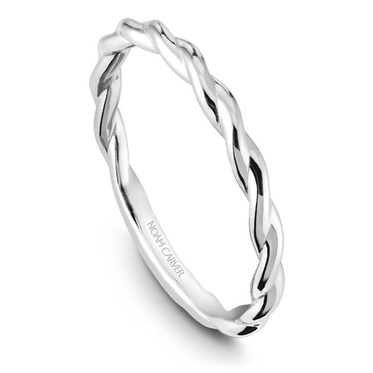 Braided white gold engraved band ring.
