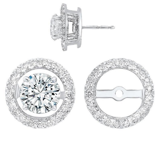 Diamond Jackets Natural Diamond Earrings in 14 Karat White with 0.33ctw H/I I1 Round Diamonds