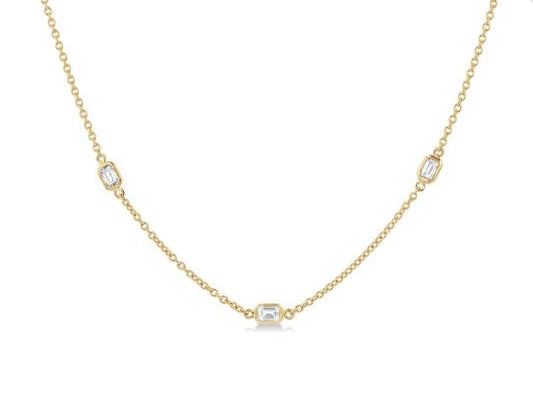 Natural Diamond Necklace in 14 Karat Yellow with 1.00ctw Emerald Diamonds