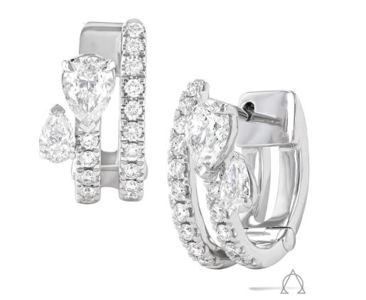 Ashi Diamonds, LLC Small Hoop Natural Diamond Earrings in 18 Karat White Gold with 0.60ctw F VS2-SI1 Pear Diamonds