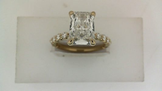 ReMARKable Designs Side Stone Complete Engagement Ring in 14 Karat Yellow Gold with 2.09ctw of Round Lab-Grown Diamonds, Clarity: VVS2, Color: F