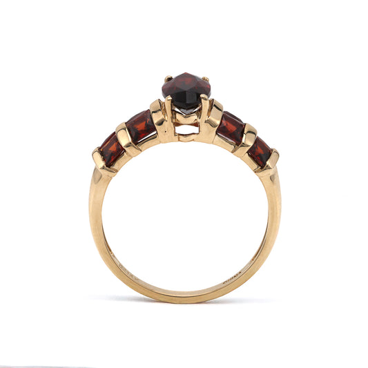 Marks Estate Department 2 Color Gemstone Ring in 14 Karat Yellow Gold with 1 Marquise Garnet 1.28ctw