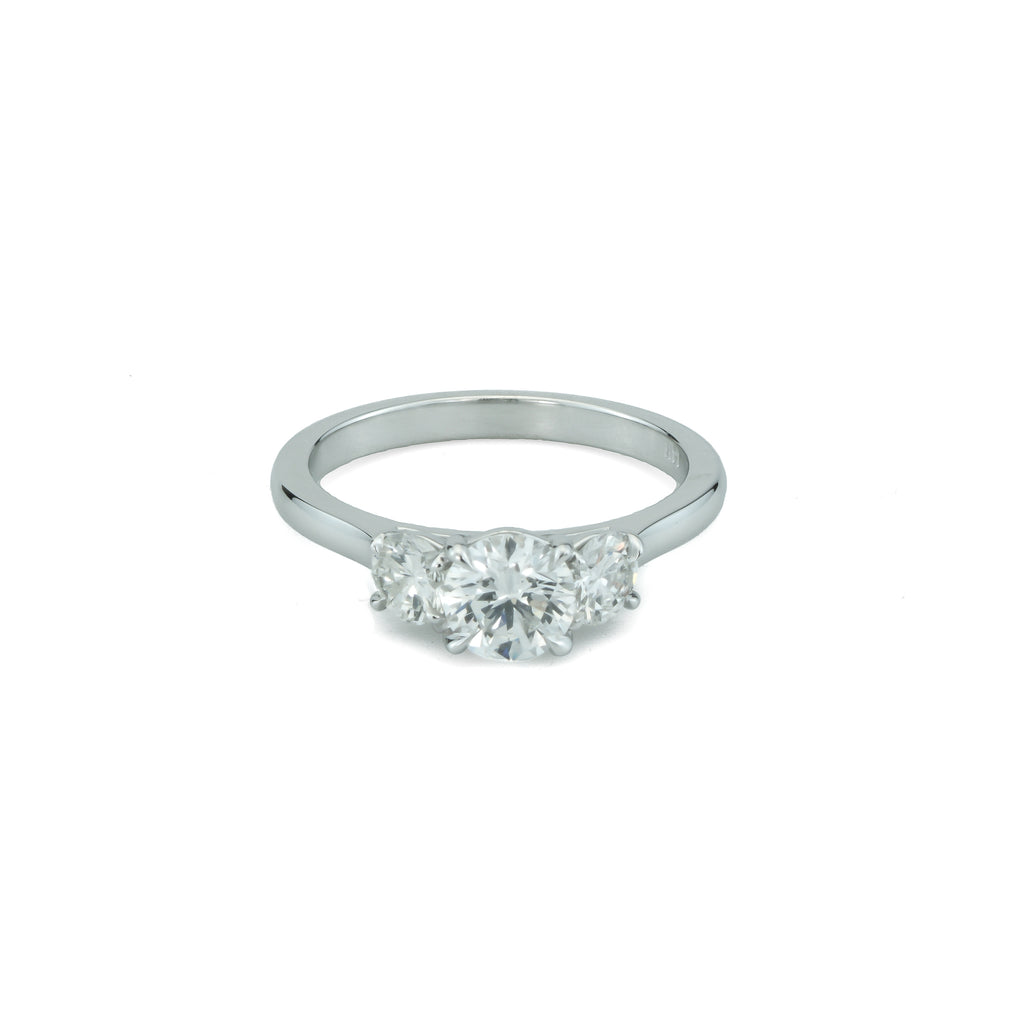 3-Stone Pre-Set Earth Mined Complete Diamond Engagement Ring in 14 Karat White with 0.71ctw F SI1 Round Diamond