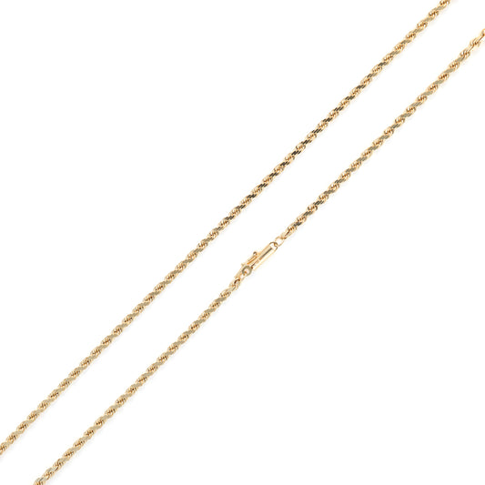 24" Rope 2.35mm Chain in 14 Karat Yellow