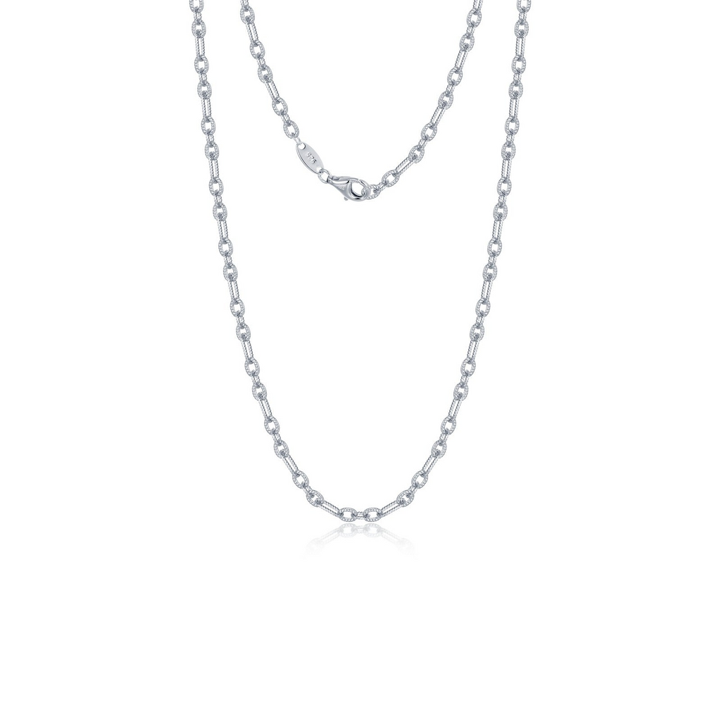 Sterling silver oval link chain necklace.