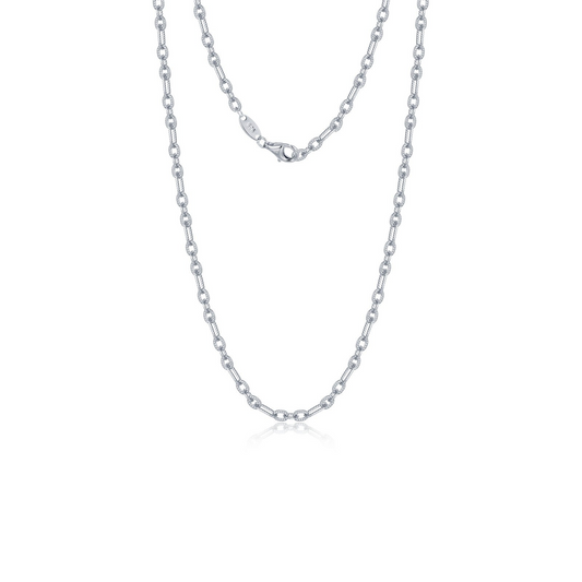 Sterling silver oval link chain necklace.