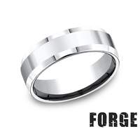 Cobalt white carved band, polished, 7MM wide.