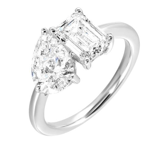 Lab-Grown Diamond Fashion Ring in 14 Karat White with 1.51ctw F VVS2 Pear Lab Grown Diamond