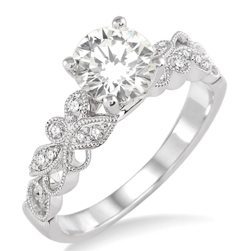 Diamond Accent Natural Diamond Engagement Ring in 14 Karat White with 0.13ctw G/H SI2 Round Diamonds