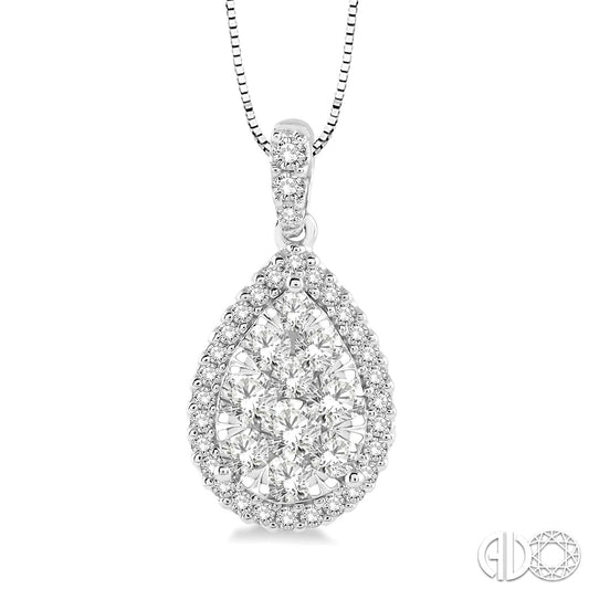 Lovebright Collection Natural Diamond Necklace in 14 Karat White with 0.48ctw G/H SI2 Round Diamonds