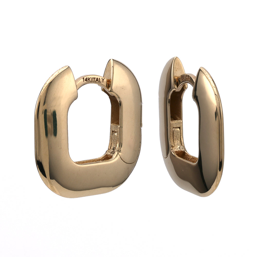 14K yellow gold huggie earrings, polished finish.
