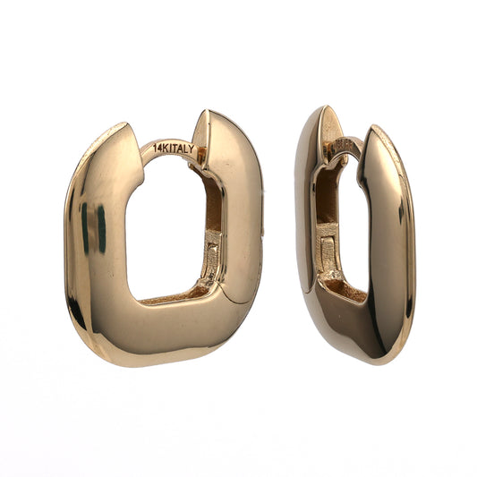 14K yellow gold huggie earrings, polished finish.