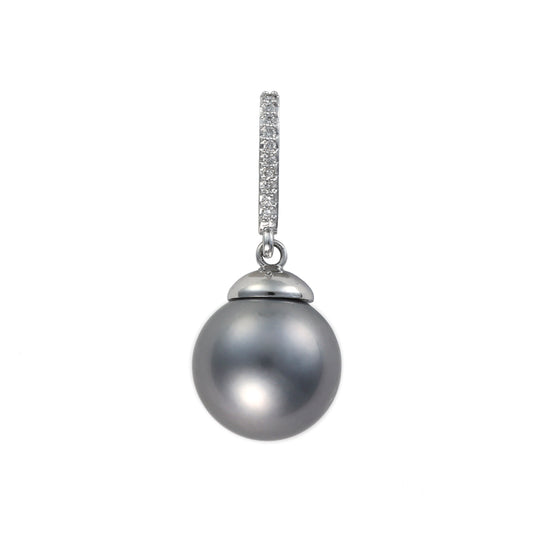 Grey South Sea pearl pendant with diamonds.