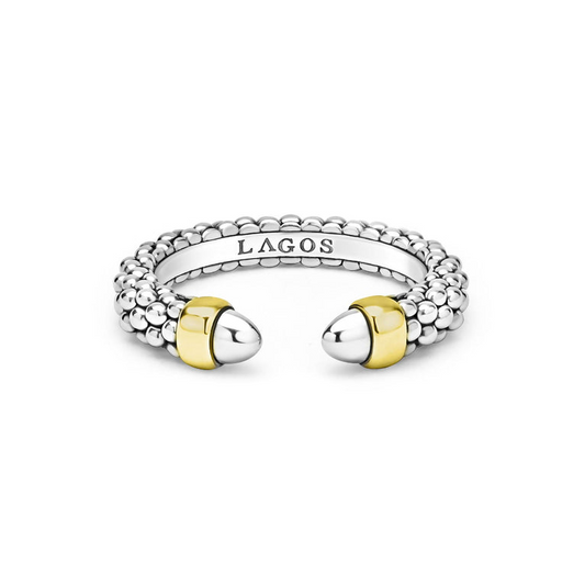 Lagos Signature Caviar Collection Fashion Ring (No Stones) in Sterling Silver - 14 Karat White - Yellow 3MM
