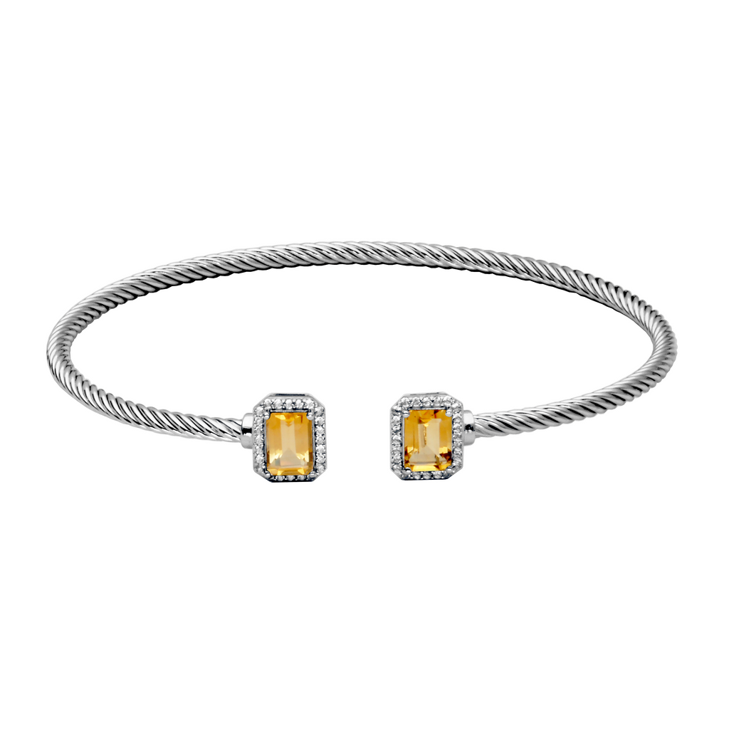 Sterling silver cuff with citrine gemstones.
