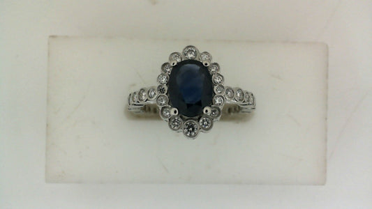 ReMARKable Designs Color Gemstone Ring in Platinum White with 1 Oval Sapphire 1.07ctw