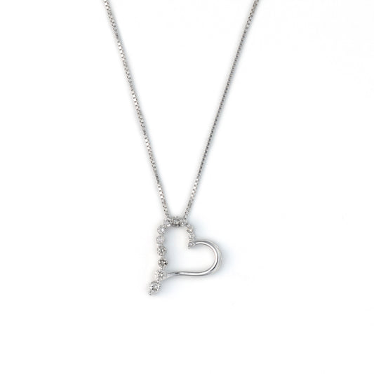 Marks Estate Department 2 Natural Diamond Necklace in 10 Karat White Gold with Round Diamonds
