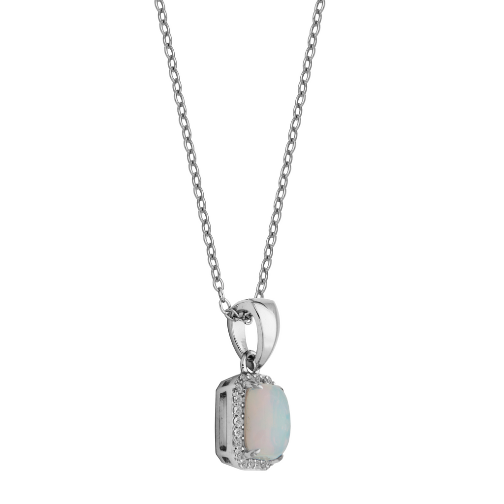 Sterling silver necklace with opal and topazes.