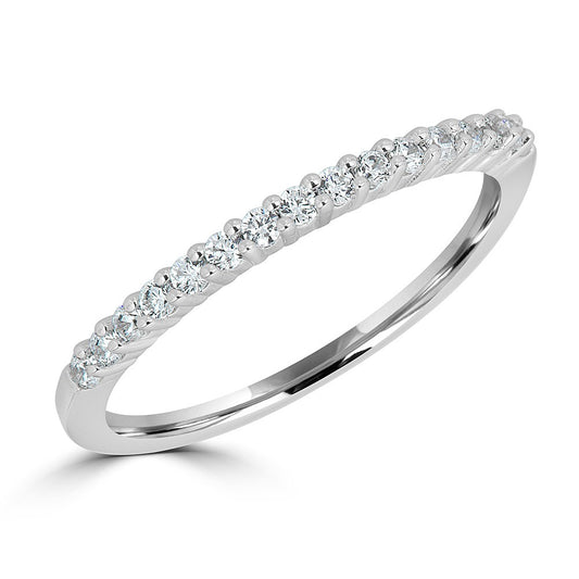 ReMARKable Designs Marks 89 Collection Natural Diamond Stackable Ladies Wedding Band in 14 Karat White Gold with 0.24ctw Round Diamonds