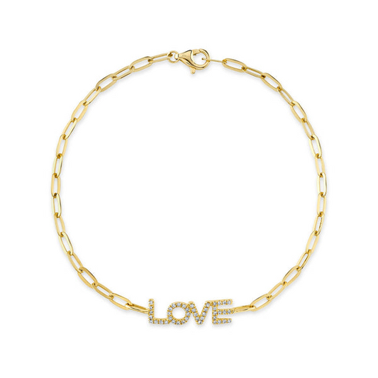 Gold bracelet with diamond "LOVE" station.