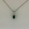 Pendant Color Gemstone Necklace in 14 Karat Whie with 1 Oval Lab Created Emerald 0.19ctw