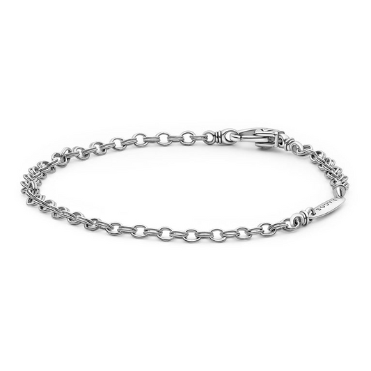Sterling silver fancy link bracelet, lobster clasp.