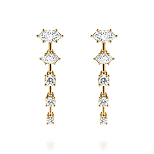 Noam Carver Drop Natural Diamond Earrings in 14 Karat Yellow Gold with 0.73ctw G/H SI2 Marquise Diamonds