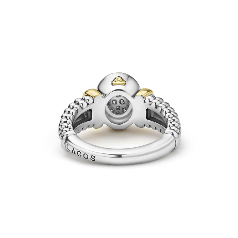 Sterling silver ring with diamond accents.