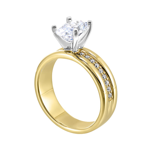 14K gold ring with side diamonds.