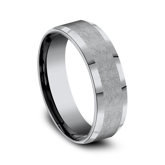Tantalum grey carved band, matte finish.