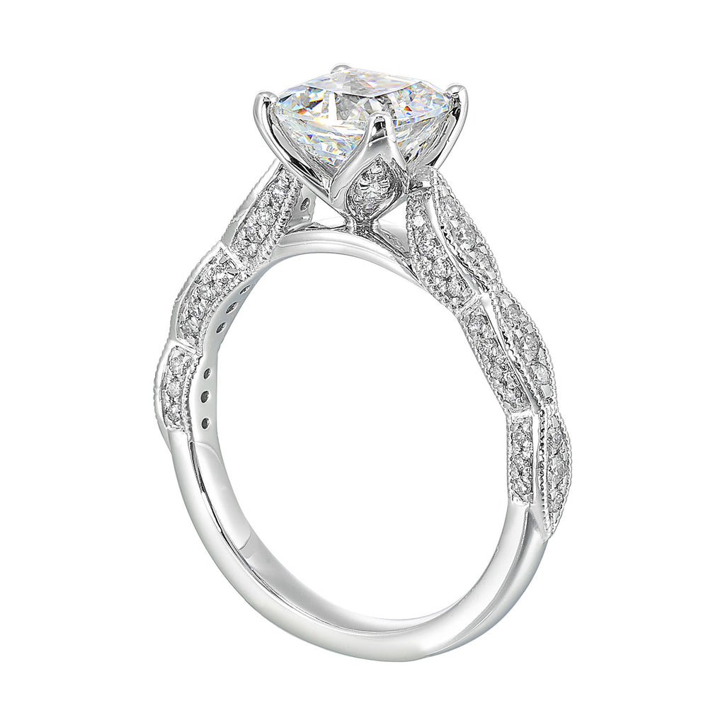 14K white gold ring with round diamonds.