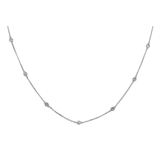 Natural Diamond Necklace in 14 Karat White with 0.83ctw H/I SI2-I1 Round Diamonds