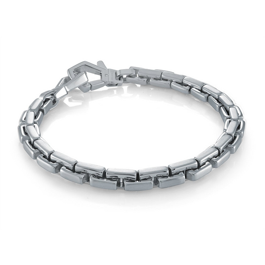 Fancy Link Bracelet (No Stones) in Stainless Steel White