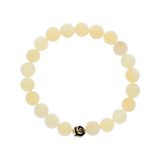 Yellow quartzite bracelet with decorative pewter bead.