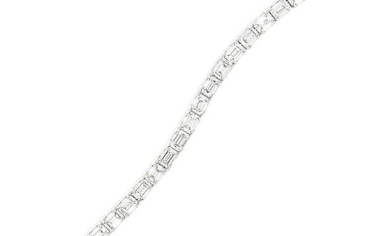 14K white gold bracelet with emerald-cut diamonds.