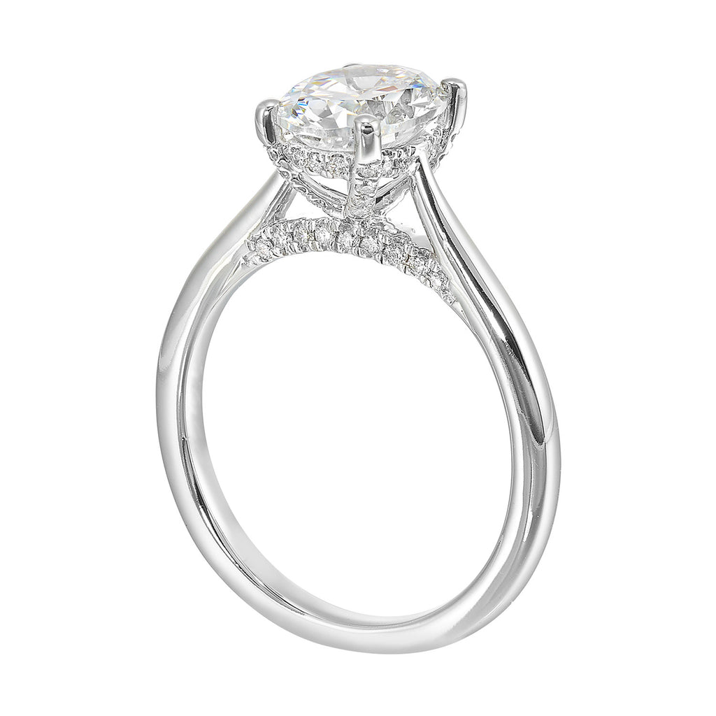 14K white gold ring with round diamonds.