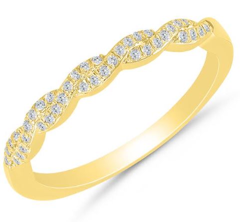 Yellow gold band with twisted diamond design.