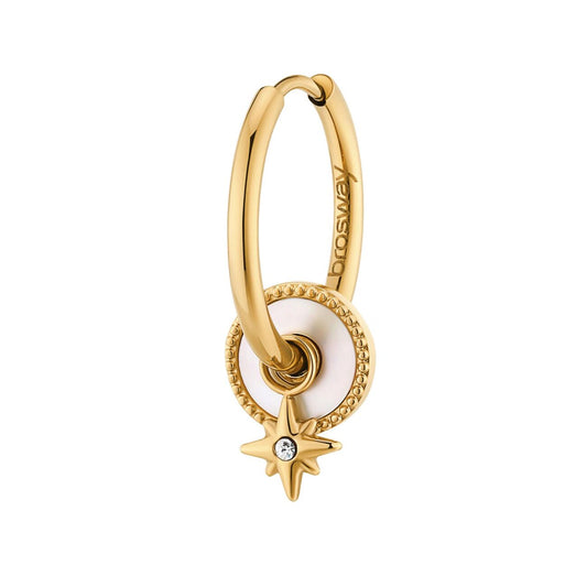 Yellow hoop earring with star charm.