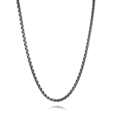 Black matte stainless steel box chain necklace.