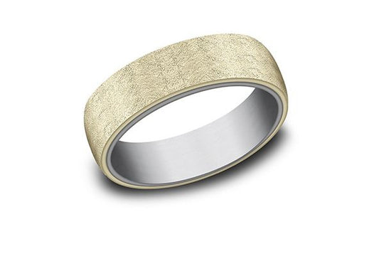 Tantalum band, yellow-grey, diamond brush finish.