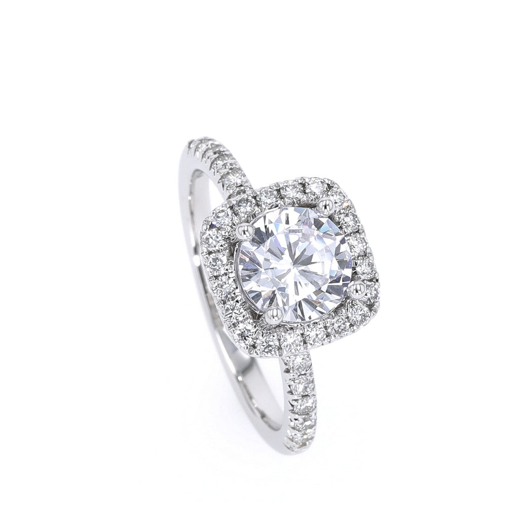 Puremark Collection Halo Lab-Grown Diamond Engagement Ring in 14 Karat White with 0.60ctw G/H VS2-SI1 Round Lab Grown Diamonds