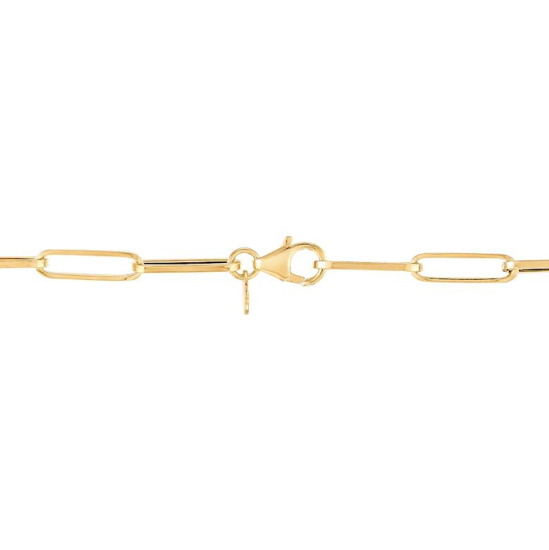 14K yellow gold paperclip chain necklace.