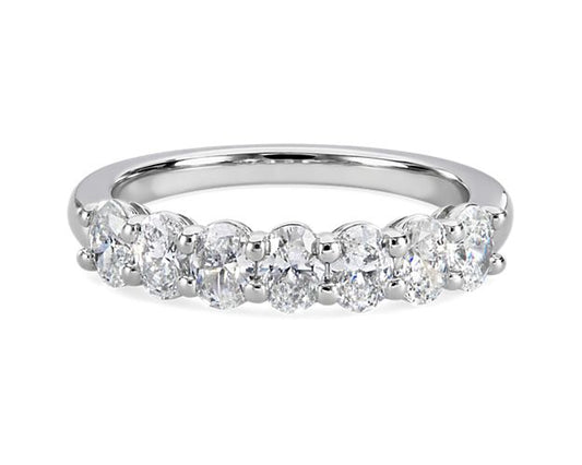 Lab-Grown Diamond Stackable Ladies Wedding Band in Platinum White with 1.05ctw G VS Oval Lab Grown Diamonds