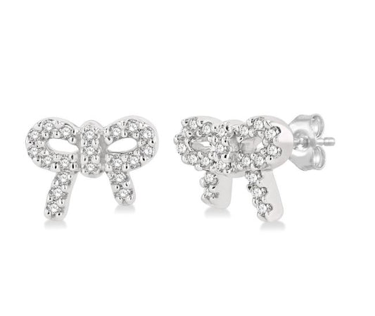 Stud Natural Diamond Earrings in 10 Karat White with 0.12ctw Round Diamonds