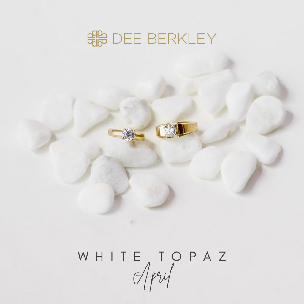White topaz rings on white stones.