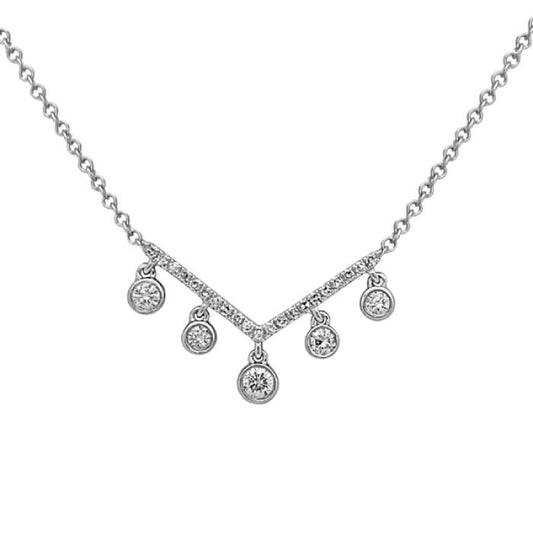 Natural Diamond Necklace in 14 Karat White with 0.21ctw Round Diamonds