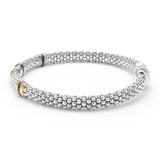 Sterling silver caviar rope bracelet.