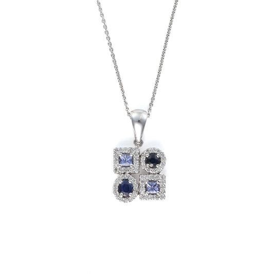 14K white gold necklace with tanzanites.